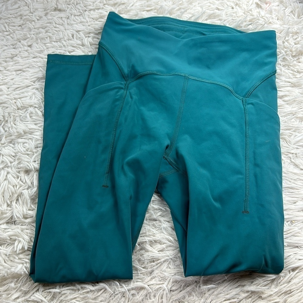 Lululemon Power Thru High Rise Crop 23" Teal Lagoon